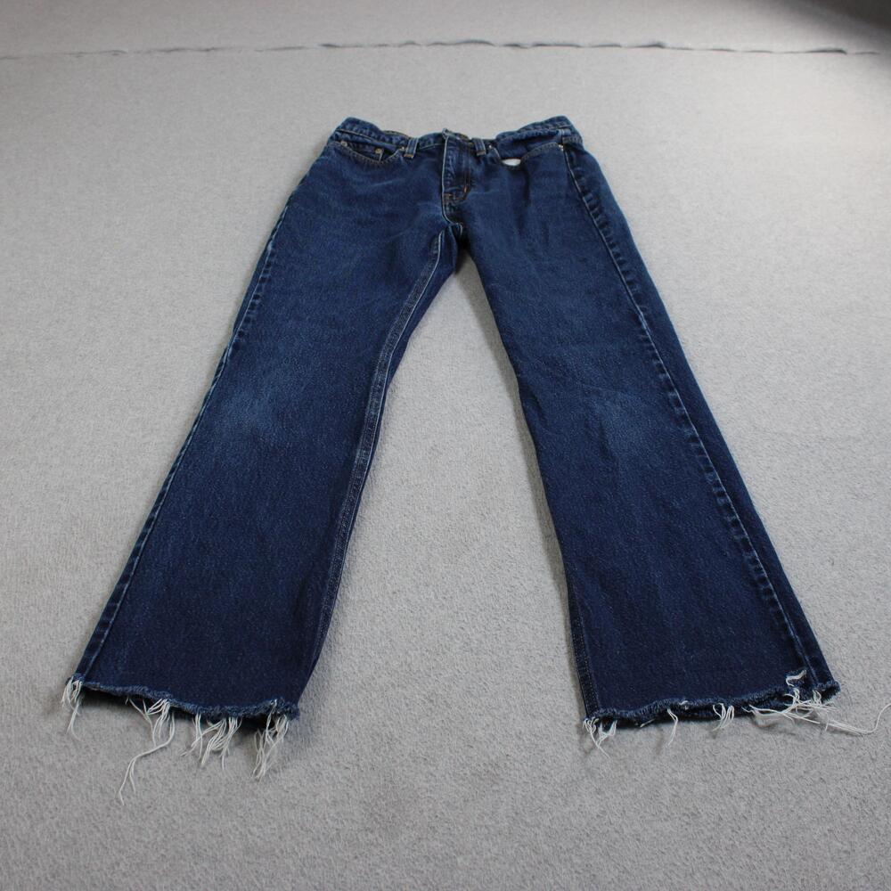 Ralph Lauren Polo Jeans Women 4x31 Blue Dark Wash 67 Bootcut Frayed Raw Hem Y2K